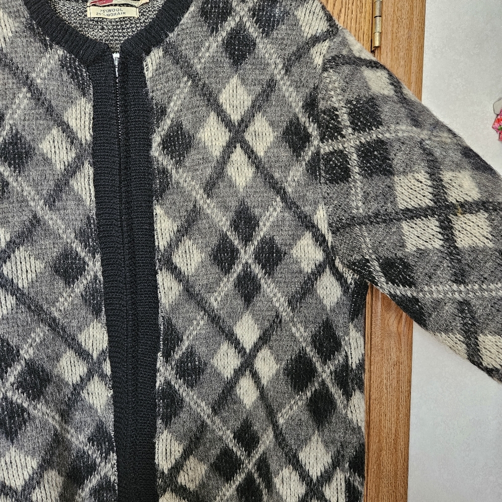 Vintage 1960's Original Styles Wool/Mohair Zip Cardigan size XL - Picture 4 of 5